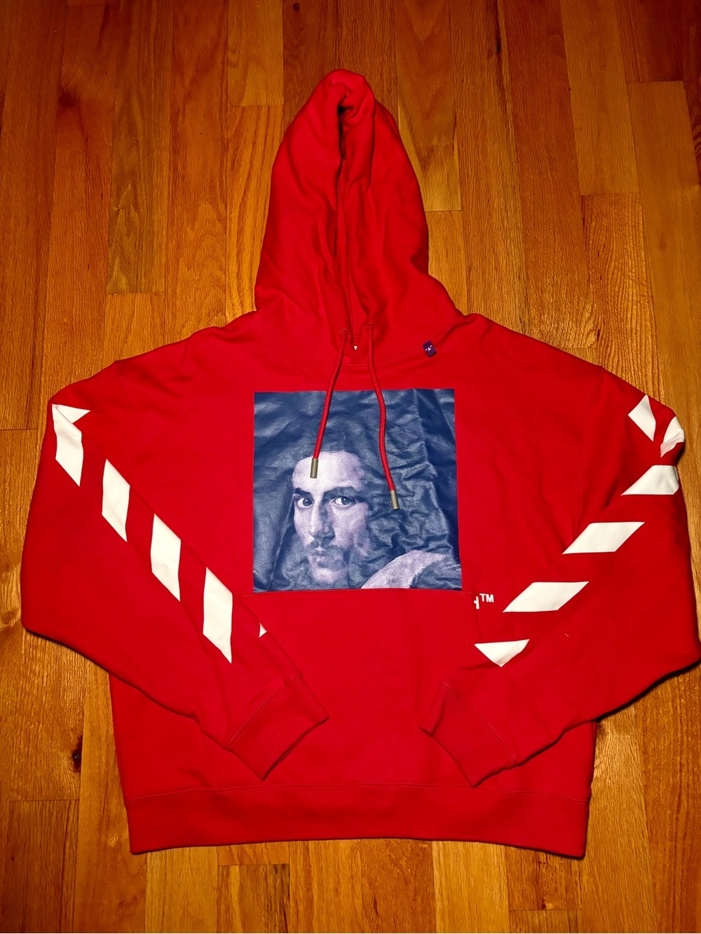 Off-White Business Casual Red Logo Stripe Hoodie